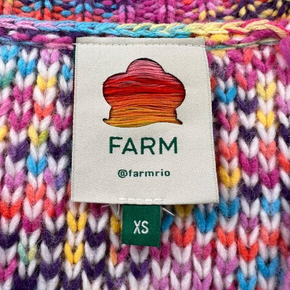 Farm Rio Wild Heart Duster Belted Cardigan Sweater Rainbow Size X-Small - Picture 8 of 13